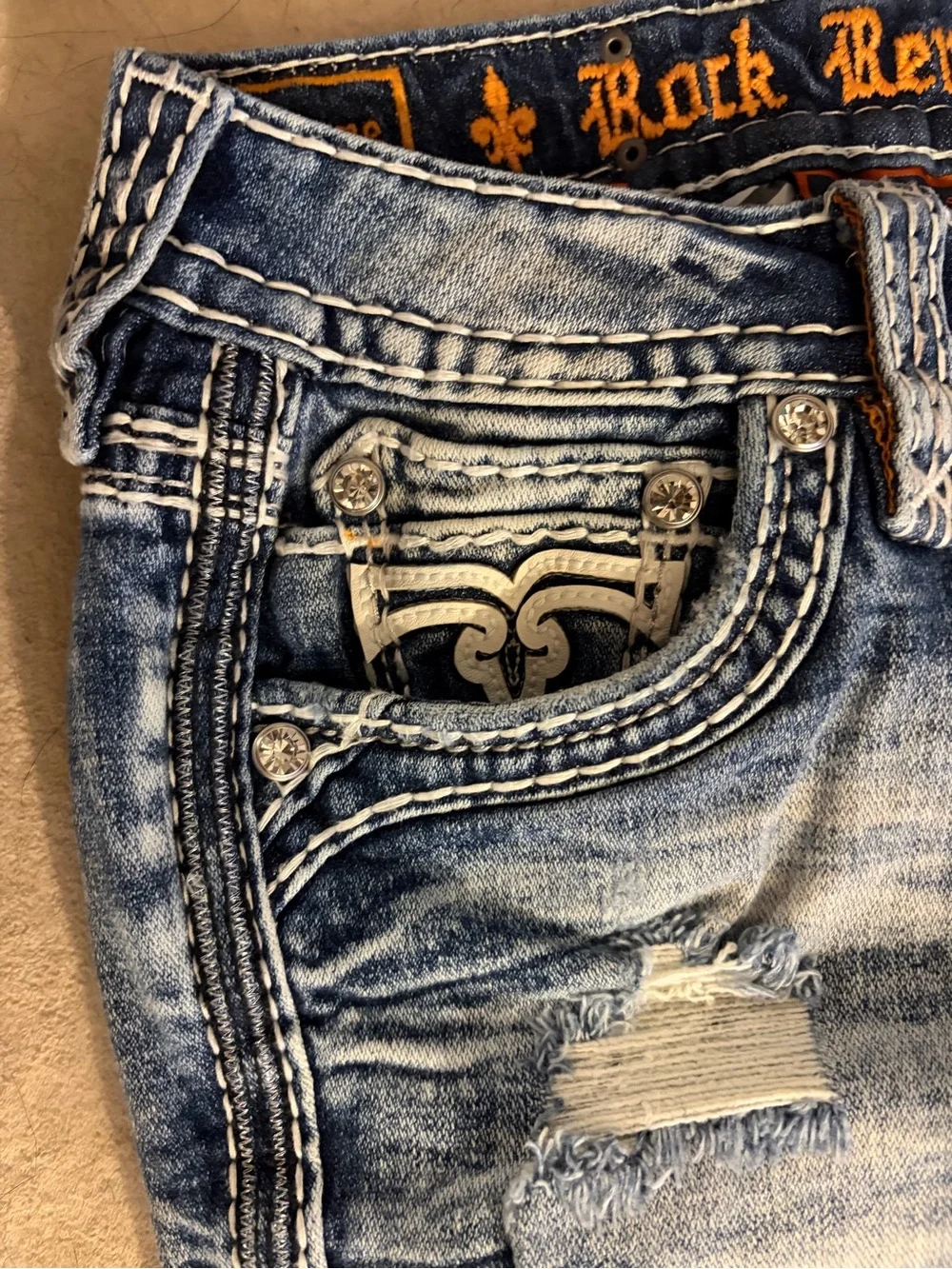 Rock Revival Vianne Skinny Jeans Flap Pocket Rhinestone – Size 25
